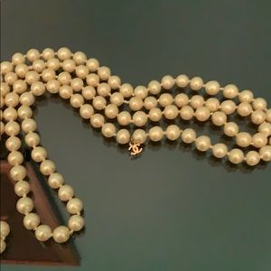 Chanel faux pearl 58” long strand